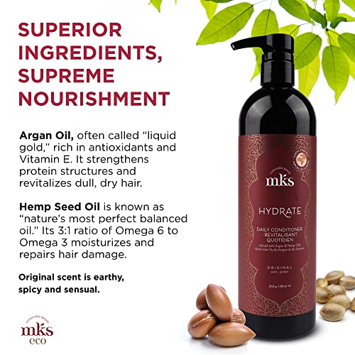 Earthly Body MKS Eco Hydrate Conditioner 25 Fl Oz - Nourishing Vegan Hair Moisturizer with Argan & Hemp Oil - Original Variant
