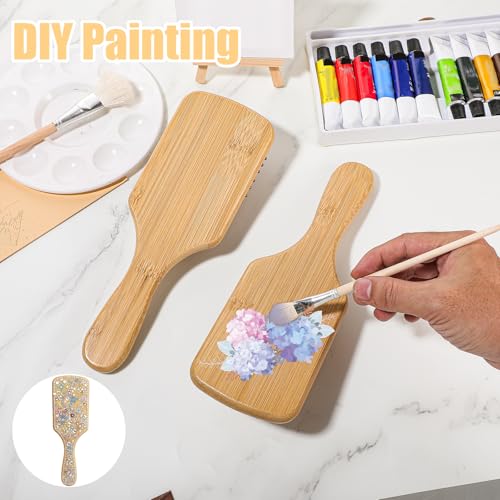 Rectangular 12-Piece Bamboo Hair Brush Set - Wooden Paddle Detanglers for Hair Growth