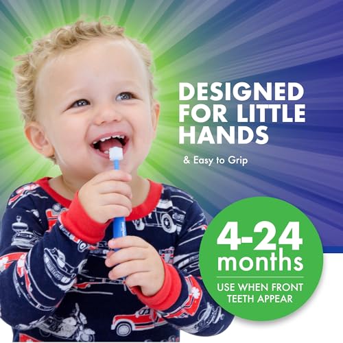 Brilliant Baby Toothbrush 3-Pack for Ages 4 Months to 2 Years, Blue - Soft Micro Bristles & Round Head