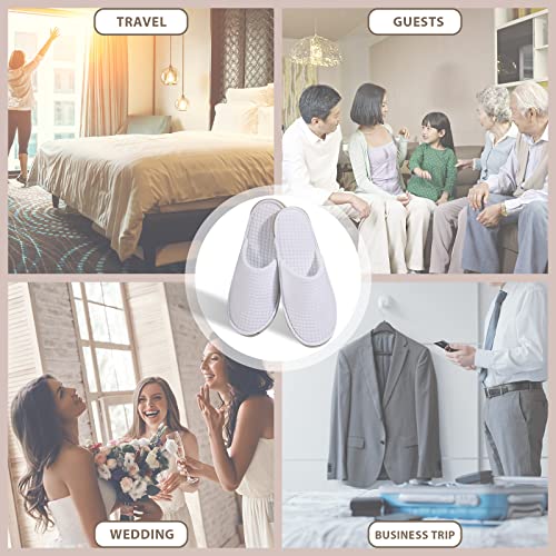 Disposable Hotel Slippers 10 Pairs White for Spa, Wedding, Travel, Women 6-11 Men 6-10, Non-Slip, Washable, Bulk Guest Shoes - Variation of 6-11 Women/6-10 Men