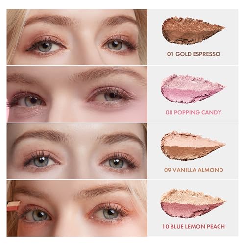 ELROEL Double Shadow Stick Eye Makeup - 48HR Long Lasting Dual-Tone Gold-Espresso