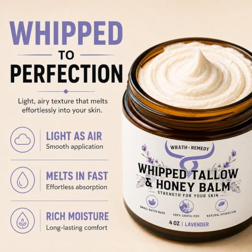 Lavender Beef Tallow & Honey Balm 4 oz — Wrath & Remedy Whipped Face & Body Moisturizer