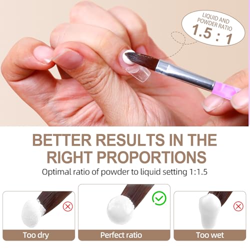 Major Dijit Acrylic Nail Kit Starter Set for Beginners - Clear, White, Nude