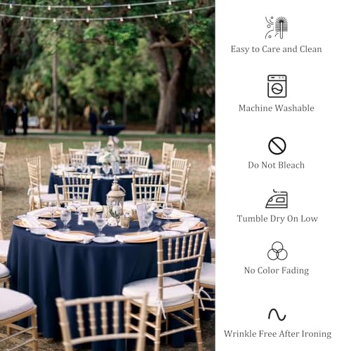 8-Pack 120 Inch Navy Blue Round Tablecloths - Premium Polyester, Elegant Wedding & Party Cover (Variation: Navy Blue, 120 Inch, 8)