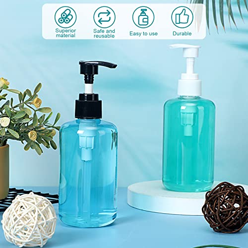30 Pack 10 oz Plastic Pump Dispenser Bottles Clear Black & White