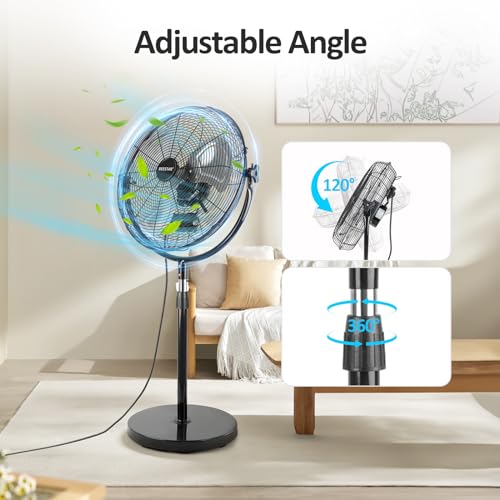 Heavy Duty 18-Inch Metal Pedestal Fan with Adjustable Height & 3 Speeds