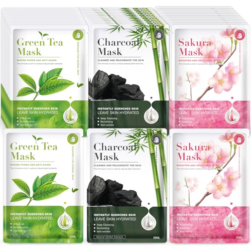 36 Pack Hydrating Face Mask Set with Centella Asiatica - Soothing & Moisturizing