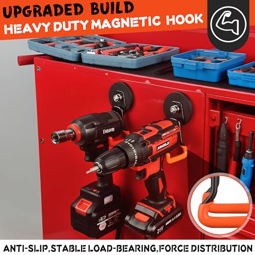 ULIBERMAGNET Pro 2.59'' Magnetic Garage Hooks 10 Pack Orange V1 Pro - Heavy Duty Tool Organizer