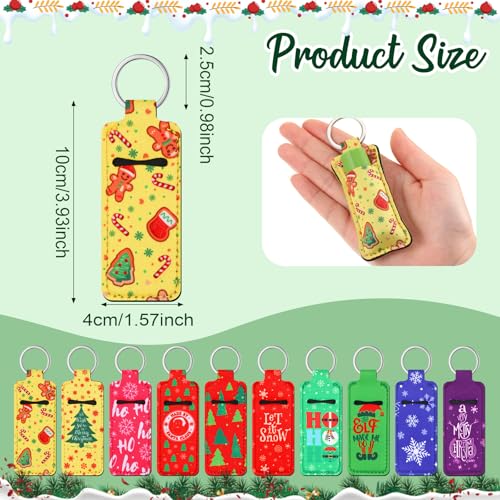 50 Pcs Christmas Lipstick Holder Keychain Xmas Lip Balm Lip Gloss Lipstick Holder Keychain Christmas Stocking Stuffer