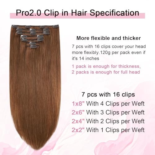 Dark Auburn Copper Clip-In Human Hair Extensions 120g 7-Piece 18 Inch