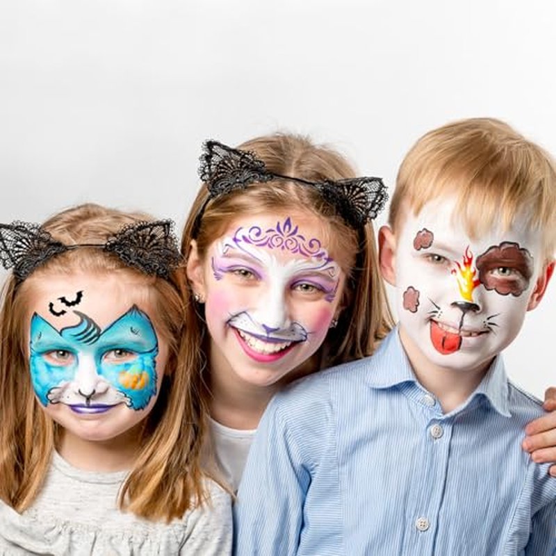 46pcs Face Paint Stencils, Premium Reusable Halloween Body and Face Painting Templates Practical Accessories for Halloween Party Makeup