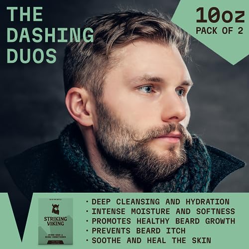 Beard Shampoo & Conditioner Set - Tea Tree & Biotin, Paraben & Sulfate Free, 10oz