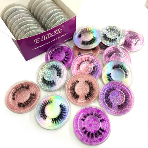 U-Hotmi 30 Pairs Wholesale 3D Faux Mink Eyelashes - 5 Styles, Reusable, Natural Look, 12-14mm
