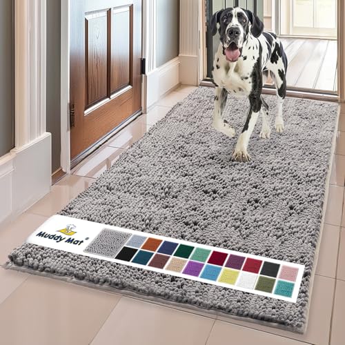 Muddy Mat® Grey 24x96 Inch Water-Absorbent Microfiber Door Mat Indoor Entryway Rug