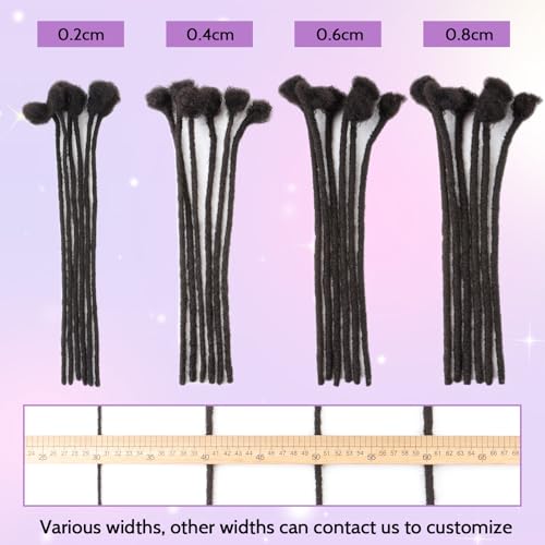Loc Extensions Human Hair 0.4cm & 0.6cm & 0.8cm Width 4-18 Inch - 30 Strands, 6 Inch, Natural Dreadlocks