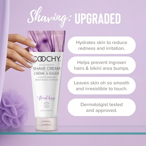 Coochy Shave Cream - Moisturizing Shave Lotion - Gentle Intimate Shaving Cream - For Bikini Area, Underarms, Legs & More - Rash-Free, Hydrating Formula - Floral Haze, 32 oz