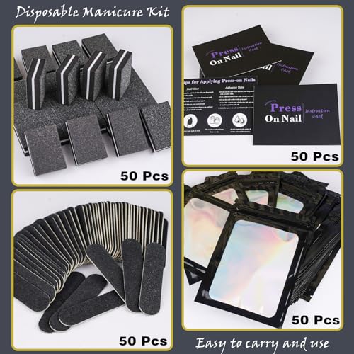 Disposable Nail Care Kit Set - 50 Pcs Manicure Supplies for Salon & Home