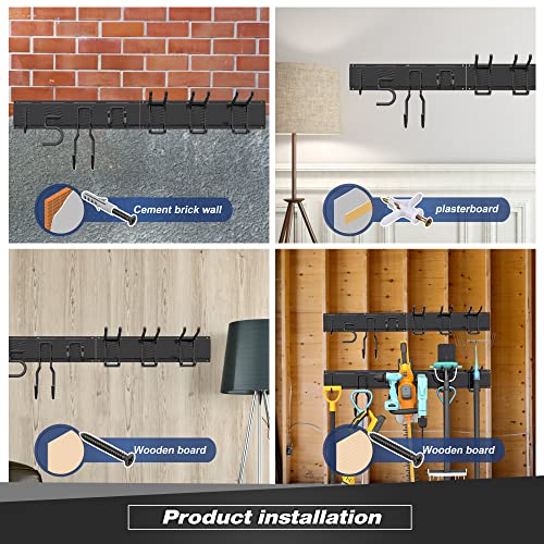 68-Inch Garage Tool Storage Rack with 12 Double Hooks & 4 Rails - Heavy Duty Wall Organizer