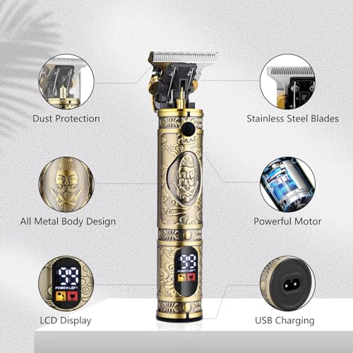 Soonsell Professional Hair Clippers for Men Cordless£¬ Mens Clippers and Grooming Set£¬Electric Shavers, Clippers and T-Blade Trimmers Set£¬Hair Cutting Kit LCD Display£¨Bronze