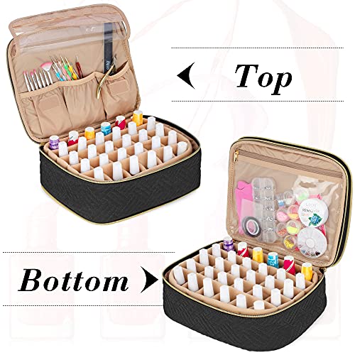 LUXJA Detachable 2 Layers Nail Polish Storage Case Holds 60 Bottles - Black