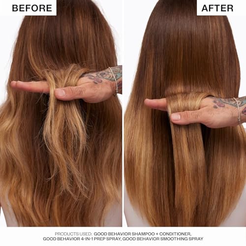 IGK GOOD BEHAVIOR Spirulina Protein Smoothing Spray | Keratin Like Treatment + Frizz Control + Heat Protectant | Vegan + Cruelty Free | 5.6 Oz (Pack of 2)