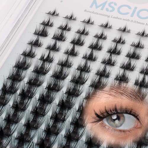 VogueFairy.05 Manga Lashes Clusters 8-16mm C Curl Wispy Eyelash Clusters - Wide Invisible Band DIY Wet-Look Spiky Anime Lashes Soft Individual Lash Extension Pack Without Glue Tweezers