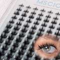 VogueFairy.05 Manga Lashes Clusters 8-16mm C Curl Wispy Eyelash Clusters - Wide Invisible Band DIY Wet-Look Spiky Anime Lashes Soft Individual Lash Extension Pack Without Glue Tweezers