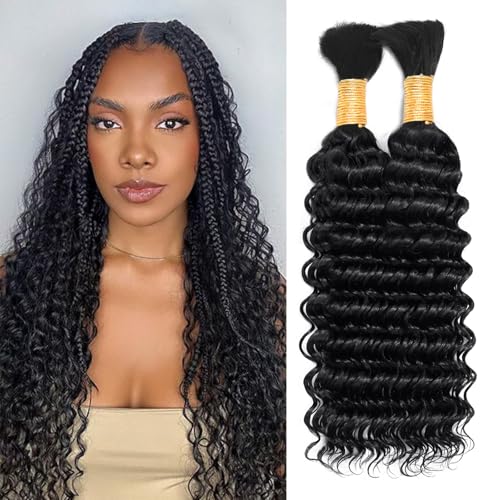 Deep Water Wave Human Braiding Hair 2Bundles 100g 18 Inch No Weft Virgin Brazilian