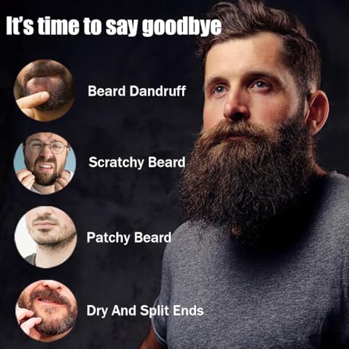 Biotin Beard Balm For Men With Castor Oil, Organic Mens Beard Balm, Beard Butter Leave In Conditioner, Beard Thickener Moisturizer Softener For Men Coarse Facial Hair, Milky, 60g