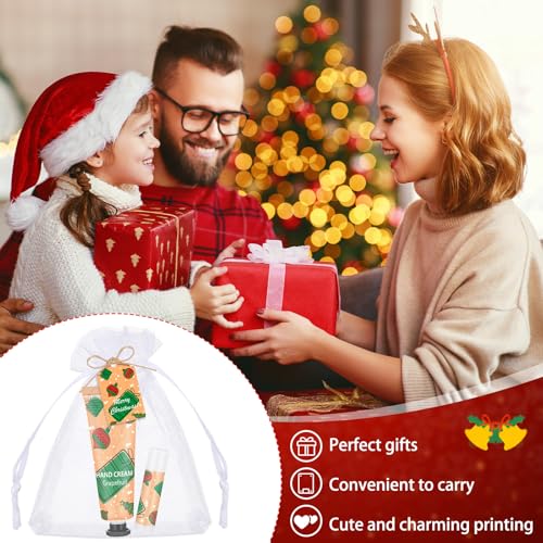 12-Pack Christmas Hand Cream & Lip Balm Gift Set for Women - Festive Scents & Packaging