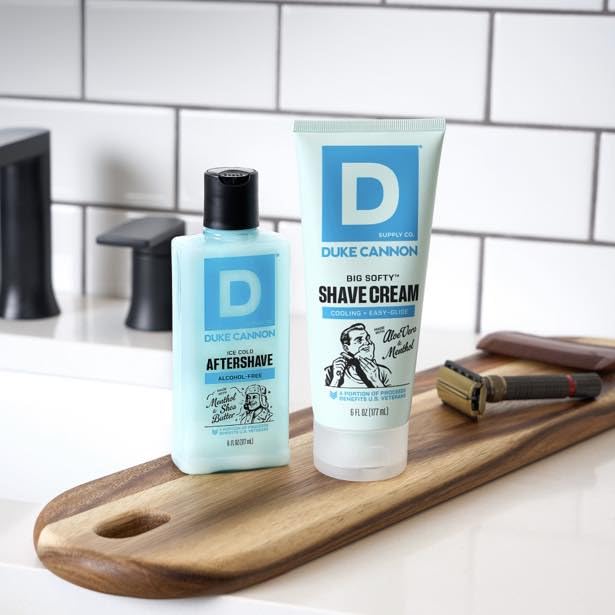 Duke Cannon Ice Cold Cooling After Shave Balm for Men - Pack of 2, 6 fl oz Each, Alcohol-Free, Menthol & Shea Butter