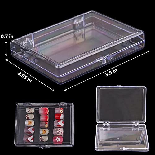 Press On Nail Storage Box, 3.9x2.9x0.7 inch Clear Empty Press On Nail Packing Box Artificial Nail Display Organizer Case with Transparent Tape Nail Tips Display Holder (Box Only) (24PCS)
