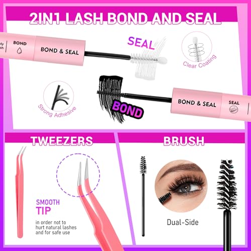Lash Clusters Kit Wispy Lash Clusters 30D-100D 708pcs Individual Lashes Clusters Kit 8-16mm Natural Eyelash Clusters With Thin Band Soft Cluster Lashes Lash Bond and Seal Tweezers & Brush