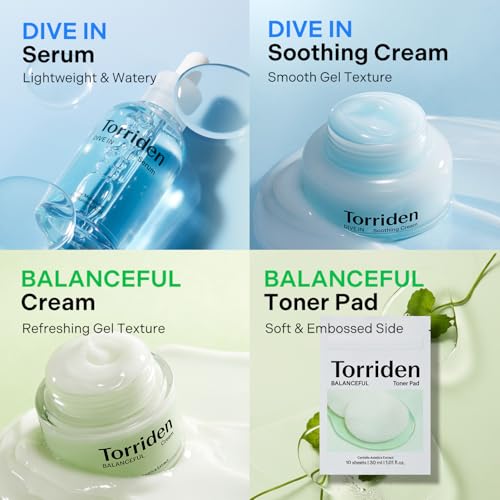 Korean Skincare Set with Hydrating Serum, Soothing Cream & Toner Pads