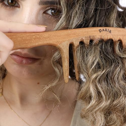 Extra Wide Tooth Wooden Comb for Detangling - Handmade Vintage Style Hair Brush for Women & Men