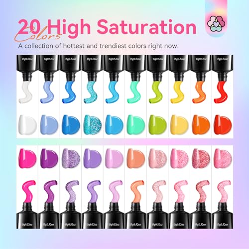 Poly Gel Nail Kit - 20 Color All-in-1 Poly Nail Gel Set for Nail Extensions & Repairs - SAVILAND