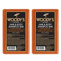 Woody's Hair & Body Shampoo Bar for Men ? 2-in-1 Solid Shampoo Bar & Body Wash, Deep Cleansing, Moisturizing, Refreshing Scent, 8 oz, 2 Pack