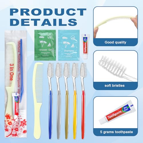 Bulk Hygiene Kits 100 Sets with Disposable Toothbrushes, Toothpaste & Comb - Travel & Donation Pack