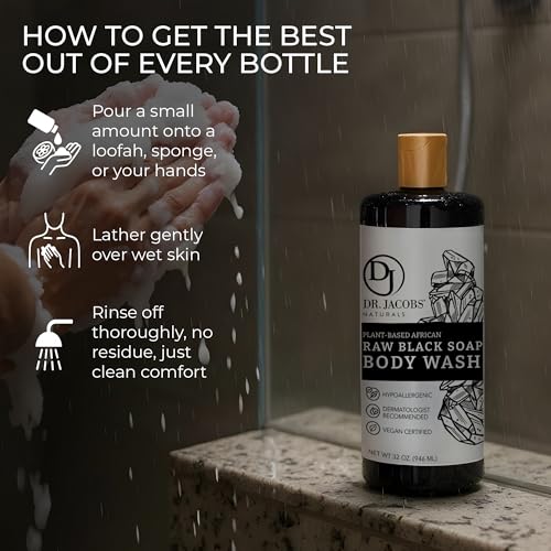 African Black Soap All-In-One Cleanser 32oz - Shea Butter & Aloe, Sensitive Skin
