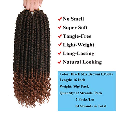 TOBBST 14 Inch Crochet Braids Hair Curly Spring Twist for Black Women - Black Mix Brown (1B/30#) - 8pcs