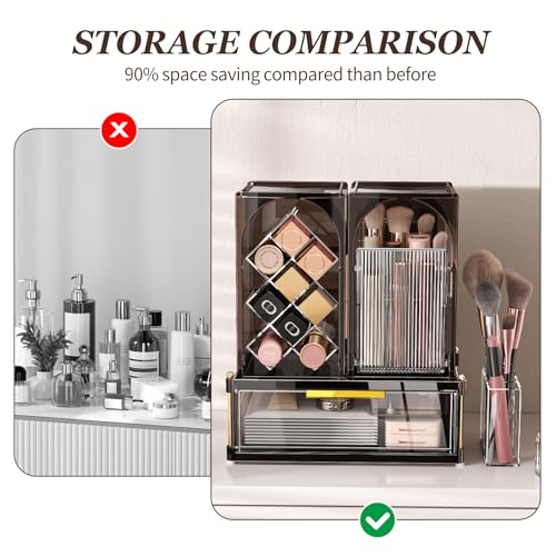 Modular Makeup Organizer, Clear Acrylic Cosmetic Storage Box with Drawer, Vanity Countertop Organizer for Makeup, Skincare and Beauty Accessories ? Multiple Styles