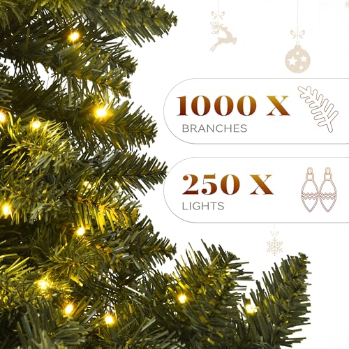 6ft Prelit Green Artificial Christmas Tree with Remote & Hinged Branches