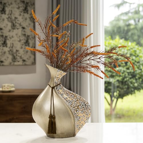 YACSNBF European Style Ceramic Flower Vase - 15 Inch Big Boho Pottery Vase, Dry & Faux Floral Decor, Fat Vase Variation