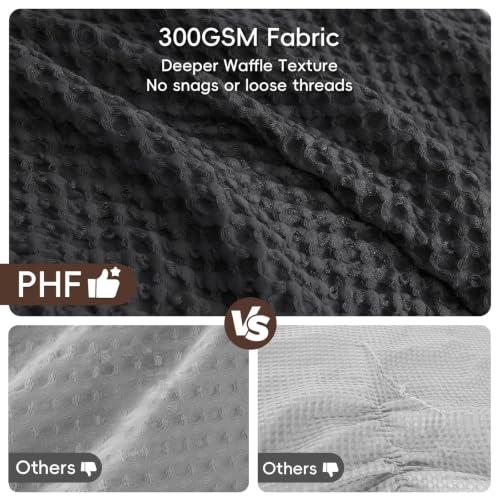 Queen Waffle Comforter Set - Ultra-Soft Microfiber, Black, 3 Pieces