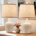HUITICO White Farmhouse Set of 2 Jar-Shaped Bedside Table Lamps 21" for Bedroom & Living Room