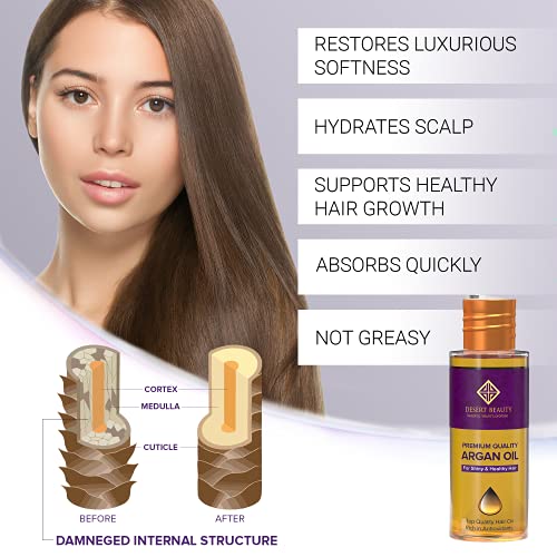 Neck Firming Cream (3.38 oz) + Argan Oil (4 oz) Bundle - Advanced Formula for Tightening & Lifting Sagging Skin + Moroccan Oil for Hair Treatment for Dry Damaged Hair