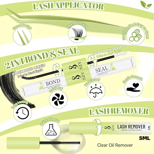 Eyelash Clusters Kit With Bottom Lashes 30+40+60+80D Lashes 668 Pcs Natural Wispy Lash Clusters Eyelash Extension Kit 5-16MM D Curl Lash with Bond and Seal Remover Tweezer for DIY at Home