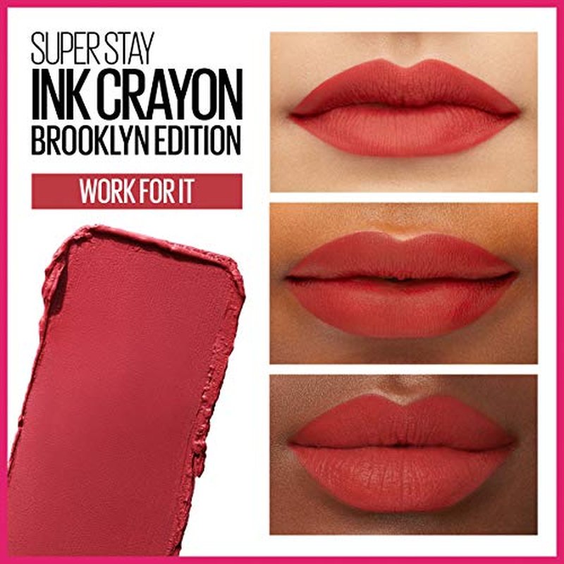 Maybelline New York Maybelline Super Stay Ink Crayon Matte Longwear Lipstick Makeup, Work for It, 0.04 Ounce ., 140 Work For It, 0.04 ounces (Pack of 2)