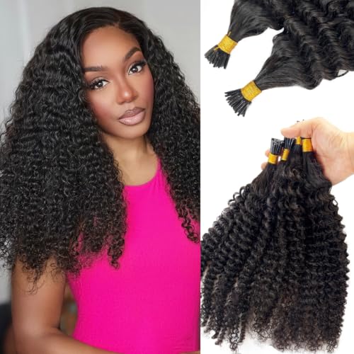 Kinky Curly I Tip Human Hair Extensions 22 Inch 50G - Natural, Thick & Full, Micro Link Method Variation #KC / 22 Inch-50G