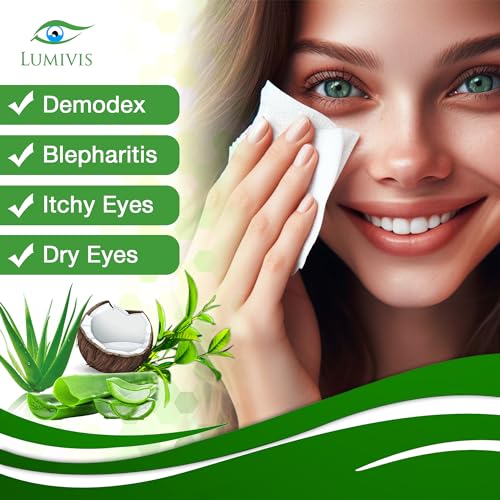 Tea Tree Oil Eyelid Wipes ? 72 Individually Wrapped Pads for Daily Eyelid Cleansing, Makeup Removal & Lash Hygiene ? Natural, Soothing Formula for Sensitive Eyes